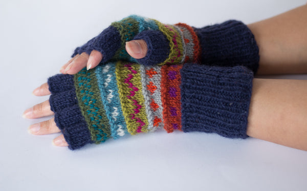 Half finger gloves- Blue
