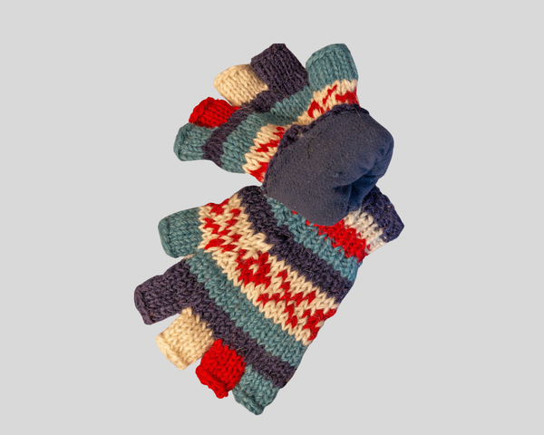 Double knitted half finger gloves-Medium XOXO