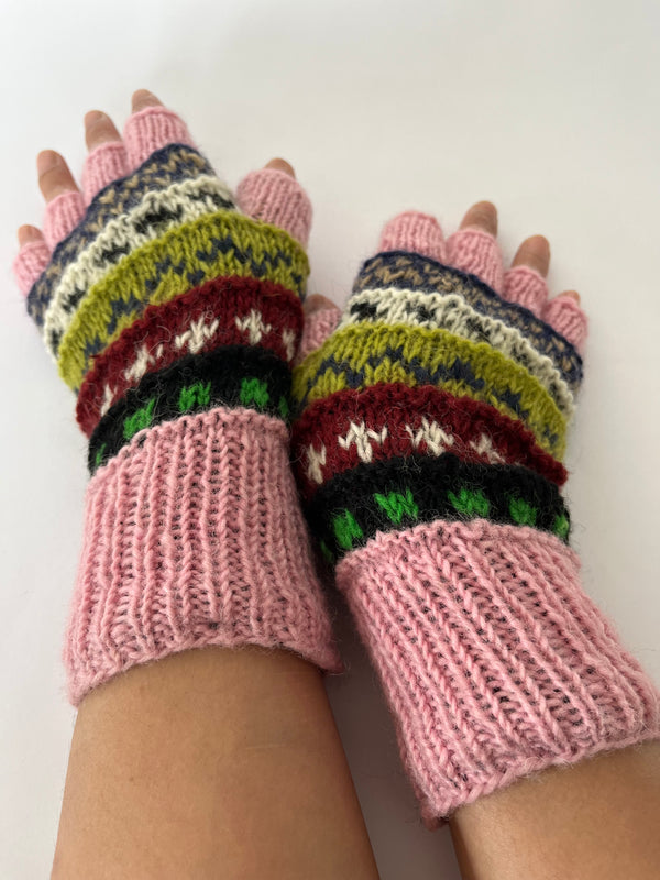 Half finger gloves- Baby Pink
