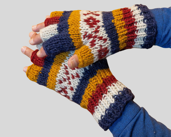 Double knitted half finger gloves-XOXO Large