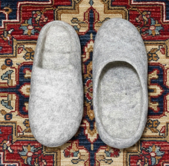 Felt Slippers- Natural White