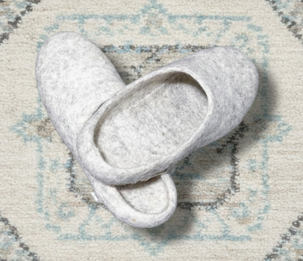 Felt Slippers- Natural White