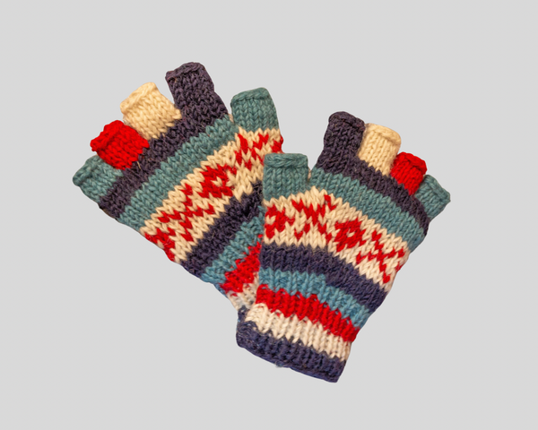 Double knitted half finger gloves-Medium XOXO