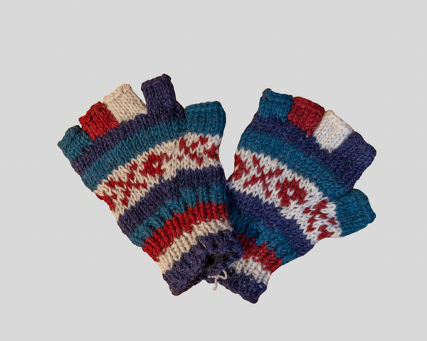 Double knitted half finger gloves-Medium XOXO